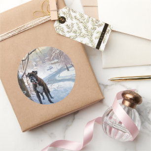 Adesivo Redondo Boxer Deixe-o nevar no Natal