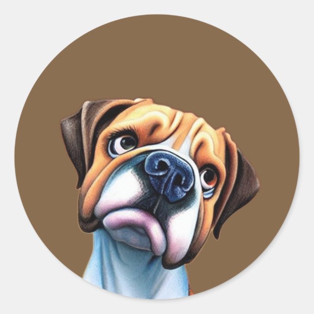 Adesivo Redondo Boxer Dog (Frente)