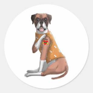 Adesivo Redondo Boxer I Love Mamãe Tatto Camiseta de cão Engraçado