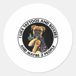 Adesivo Redondo Boxer I Love Mamãe Tattoo Roupa, Cães E Tatuagens