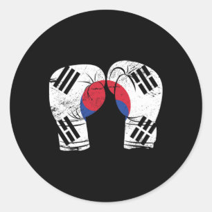 Adesivo Redondo Boxer Luvas Boxer - Bandeira Coreana Coreia do Sul