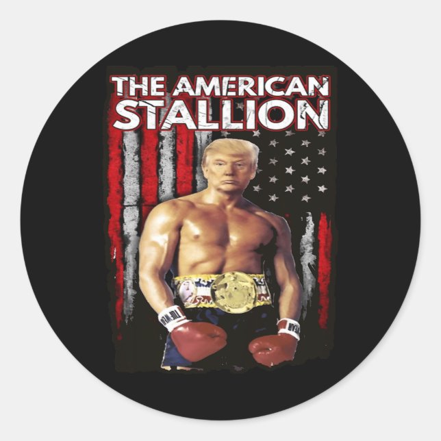 Adesivo Redondo Boxer Trump Rocky Trump Meme Trump 2024 (Frente)