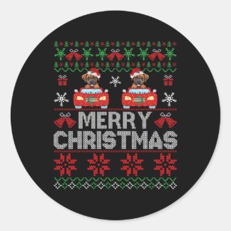 Adesivo Redondo Boxer Ugly Christmas Sweater Com Santa Hat Para Ki
