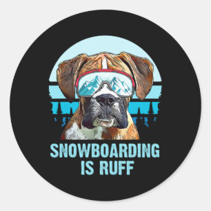 Adesivo Redondo Boxer Winter Snowboard É Ruff Dog Lover Men Wo