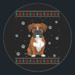 Adesivo Redondo Boxin Christmas Sweater Xmas Pet Animal Dog Lover<br><div class="desc">Boxin Christmas Sweater Xmas Pet Animal Dog Lover</div>