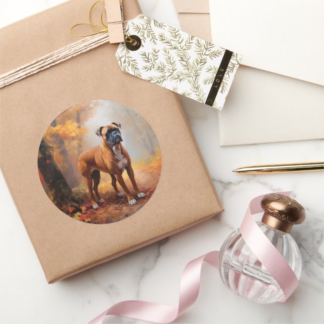 Adesivo Redondo Boxin no outono Folhas Cair Inspire (Presentear)