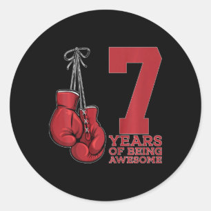 Adesivo Redondo Boxing 7 Anos De Estar Incrível 7 Boxer Aniversári