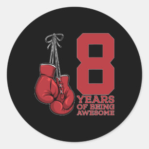 Adesivo Redondo Boxing 8 Anos De Ser Incrível Boxer 8º Aniversário