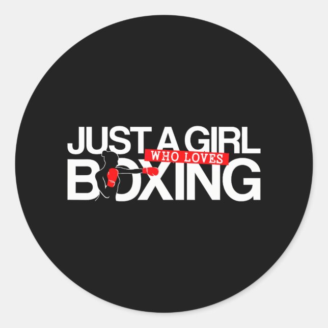 Adesivo Redondo Boxing Apenas Uma Menina Que Adora Boxing (Frente)