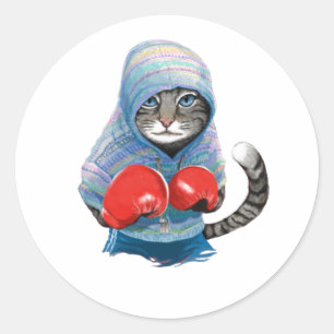 Adesivo Redondo Boxing Cat