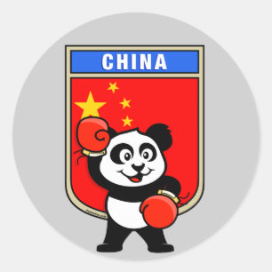 Adesivo Redondo Boxing China Panda