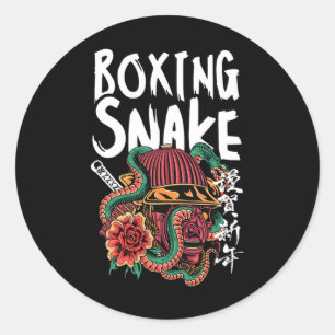 Adesivo Redondo Boxing Cobra Japonês Samurai Warrior Cobra Fighte