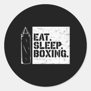 Adesivo Redondo Boxing Day Eat Sleep Boxing Repetir Boxing Engraça