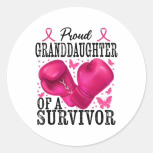 Adesivo Redondo Boxing de Cancer Sobrevivente da Neve Orgulhosa