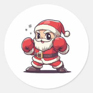 Adesivo Redondo Boxing do Pai Natal Bonito - Natal com tema de Nat