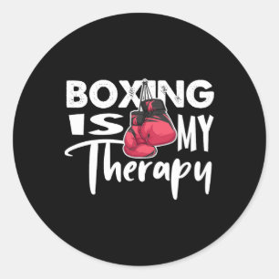 Adesivo Redondo Boxing É A Minha Engraçada Terapêutica, Quote Gym