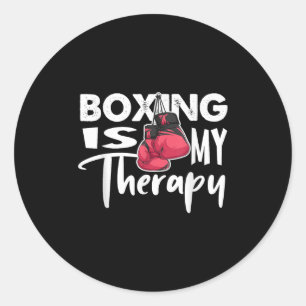 Adesivo Redondo Boxing É A Minha Engraçada Terapêutica, Quote Gym