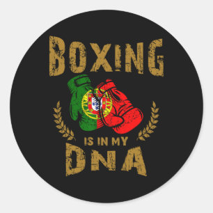 Adesivo Redondo Boxing está no meu D-n-a Portugal Bandeira Luvas
