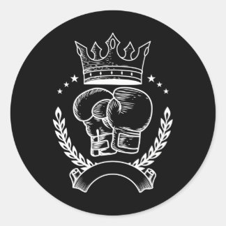 Adesivo Redondo Boxing Glove Crown Boxer Coach Combate Esporte
