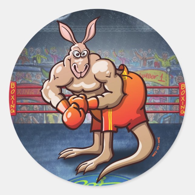 Adesivo Redondo Boxing Kangaroo (Frente)