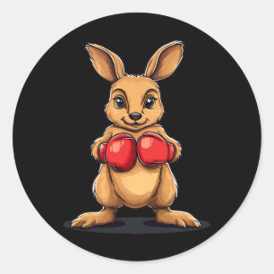 Adesivo Redondo Boxing Kangaroo Para Uma Ria De Bocado