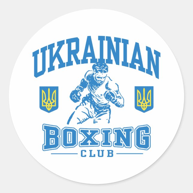 Adesivo Redondo Boxing na Ucrânia (Frente)