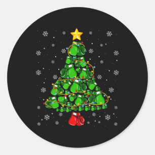 Adesivo Redondo Boxing Natal Sports Lover Xmas Tree Lights Paj
