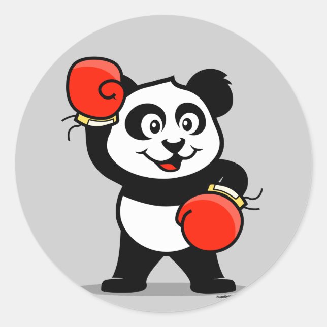 Adesivo Redondo Boxing Panda Bonito (Frente)