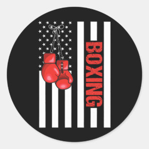 Adesivo Redondo Boxing Patriótico de Bandeira Americana 1