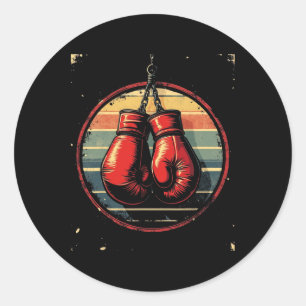 Adesivo Redondo Boxingando Luvas Vintage 1