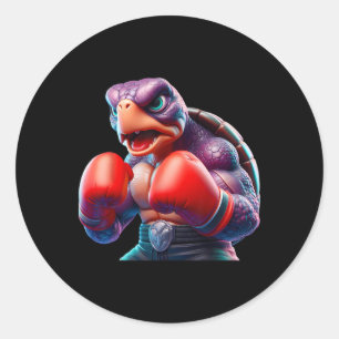 Adesivo Redondo Boxista da Tartaruga Boxer Kickboxer Mma Fighter