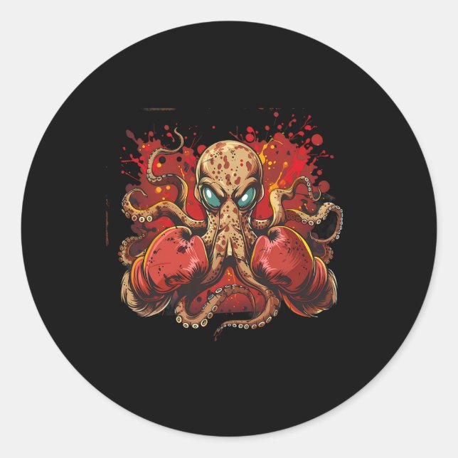 Adesivo Redondo Boxpus Lover Ocean Sea Creature Funny Boxin (Frente)