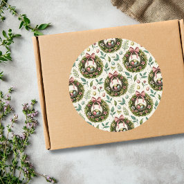 Adesivo Redondo Boxwood Easter Wreath Pink Bow with Egg