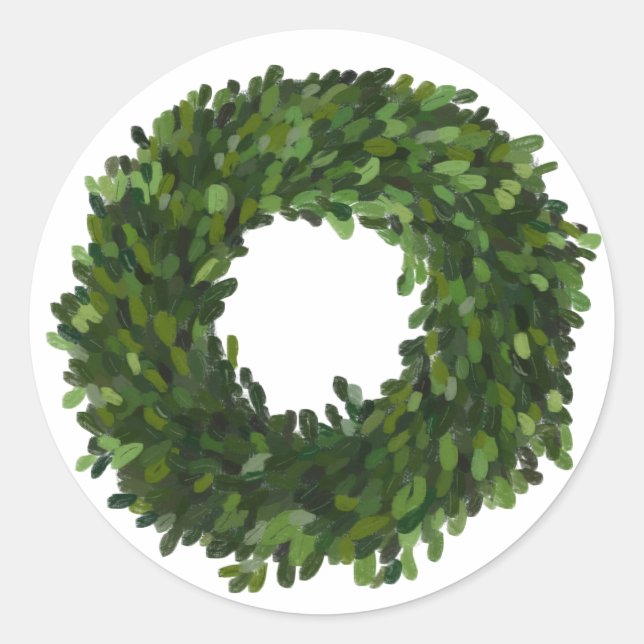 Adesivo Redondo Boxwood Wreath Pintado à Mão (Frente)