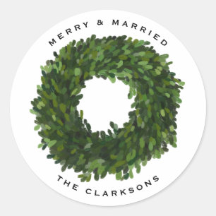Adesivo Redondo Boxwood Wreath Pintado à Mão no Natal