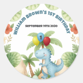 Adesivo Redondo Boy 1st Birthday Dinosaur One A Saurus Sticker