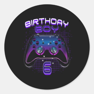 Adesivo Redondo Boy 6 Video Game Controller Gamer 6 Birthday Gif