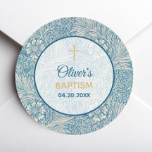 Boy Baptism Blue Floral Marigold William Morris