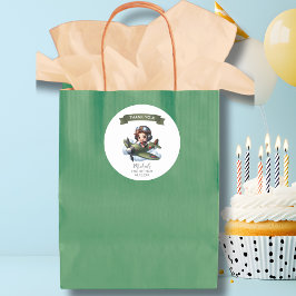 Adesivo Redondo Boy First Birthday Pilot Vintage Airplane Clouds