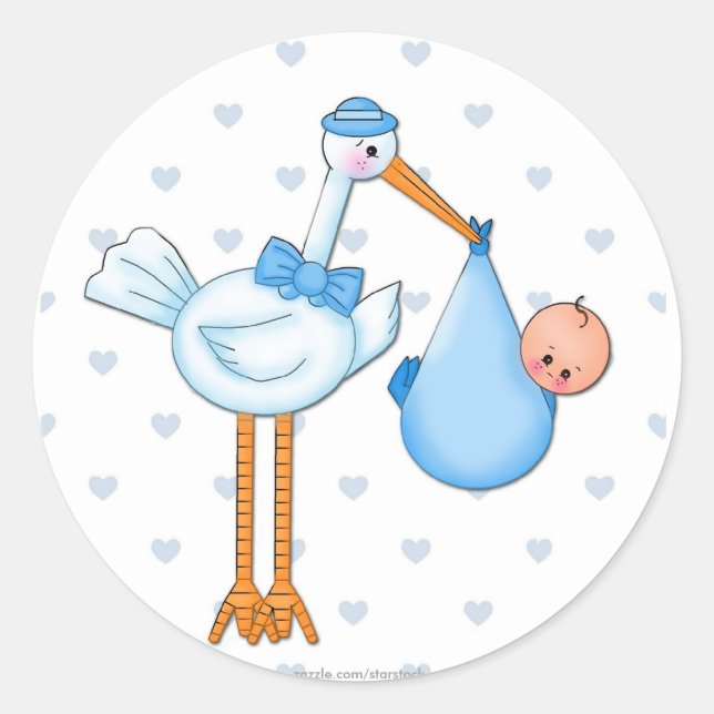 Adesivo Redondo Boy Stork Sticker (Frente)