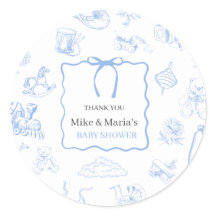 Boy Toile De Jouy Blue Baby Shower