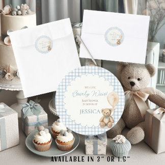 Adesivo Redondo Boy We Can Bearly Wait Teddy Bear Envelope Seal