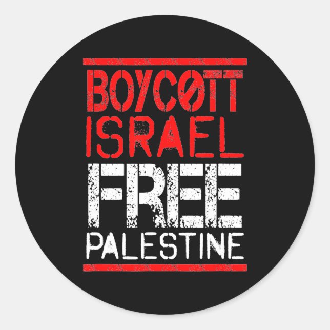 Adesivo Redondo Boycott Israel Palestine Gaza War Awareness  (Frente)