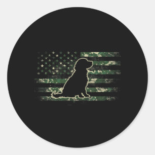 Adesivo Redondo Boykin Spaniel Camuflagem Bandeira Americana EUA C