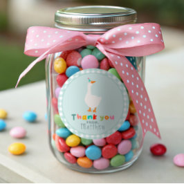 Adesivo Redondo Boys Bobo Goose First Birthday Gingham Favor