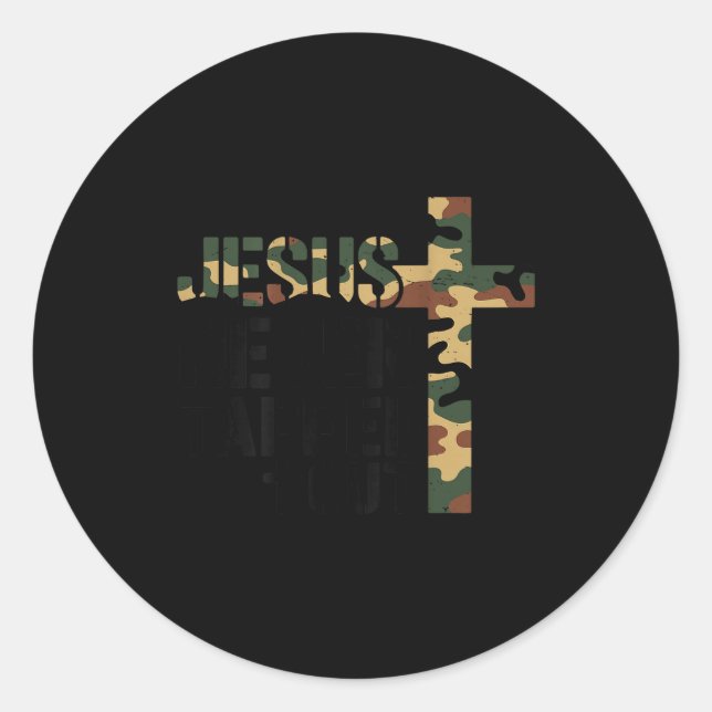 Adesivo Redondo Boys Camo Christian Wrestling Jesus Never Tapped O (Frente)