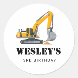 Adesivo Redondo Boys Construction Birthday Party Theme