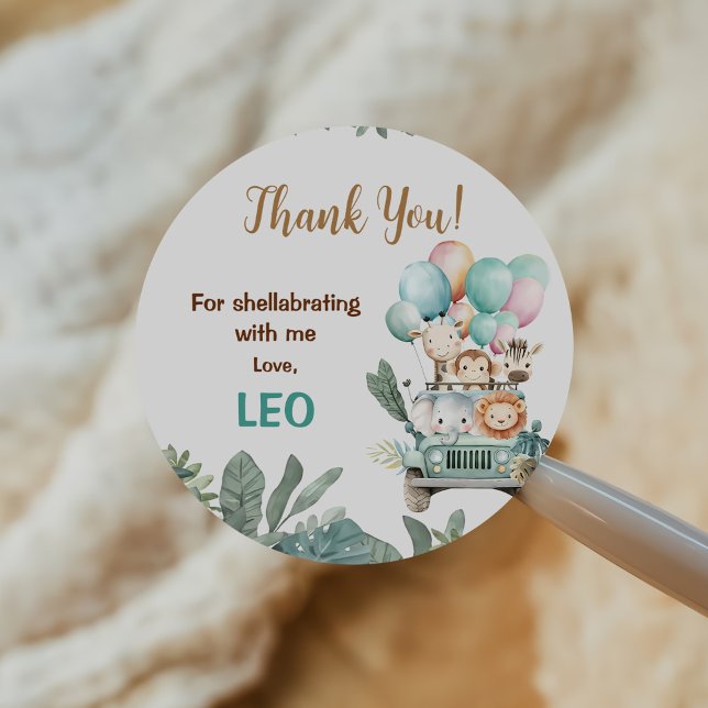 Adesivo Redondo Boys Cute Safari Birthday  (Criador carregado)