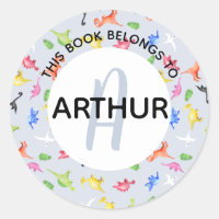 Boys Dinossaur Monogramas e Nomes Bookplate