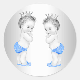 Adesivo Redondo Boys Gêmeos Chás de fraldas Blue Prince Stickers